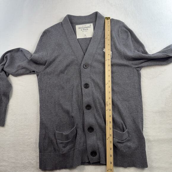 Vtg Y2K Abercrombie Fitch Men XL Cardigan Sweater Cashmere Blend Pockets Preppy - Picture 9 of 11